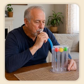 Inspirómetro Ejercitador Pulmonar Orzel; Espirómetro Respiratorio de 3 Bolas para Fortalecer Pulmones; Ejercicio de Respiración para Resistencia, Capa
