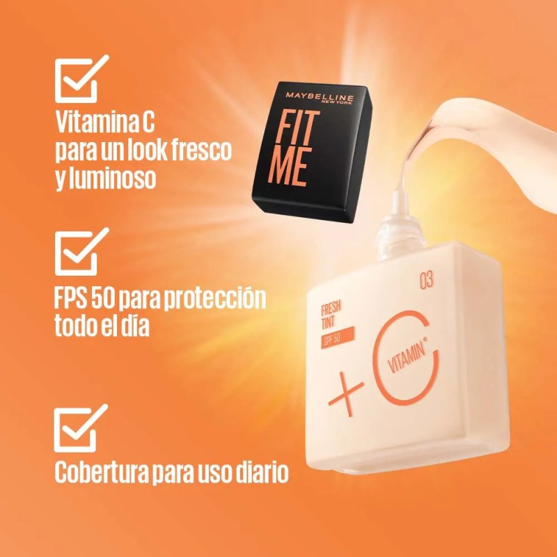Base Maquillaje Maybelline Fit Me Fresh Tint Fps50 Tono 5