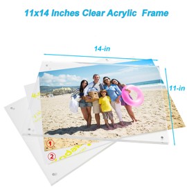 laapee 11x14 Acrylic Picture Frame with Magnetic, Clear Diploma Degree Frame with Base, Lucite Transparent Photo Frame for Tabletop Display with Exquisite Package