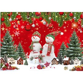 CHAIYA 7x5ft Christmas Red Backdrop Merry Christmas Backdrop Banner Red Christmas Snowman Large Banner Party Decorations Supplies Xmas Holiday Happy New Year Backdrop