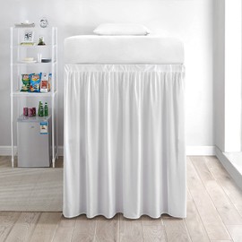 SK LINEN Dorm Room Bed Skirt - College Dorm Bed Skirt - Long Bed Skirt Dorm - Extra Long Dorm Bed Skirt -100% Brushed Microfiber - White - Twin-XL - 36'' Drop