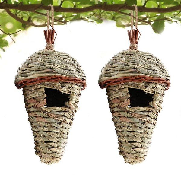 Pack of 2 Grass Bird Nest, Bird Nest Grass, Hand-Woven