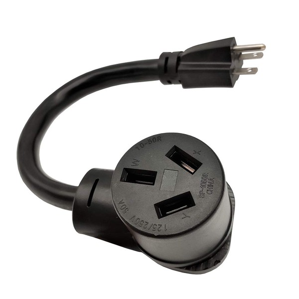 Parkworld 61643 Adapter Cord A/C 3 Prong Plug 6-15P to 10-50R Electric Stove Receptacle, NEMA 6-15 Dryer Male to NEMA 10-50R Electrical Stove Female, ONLY Output 15A, 250V