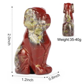 Artistone 2" Dragon Bloodstone Crystal Dog Figurines Carved Gemstone Crystal Animals Dog Lucky Puppy Statue Sculpture Healing Stone Home Decor