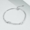Sterling Silver Star Double Bracelet White Zircon with Pentagram Rolo