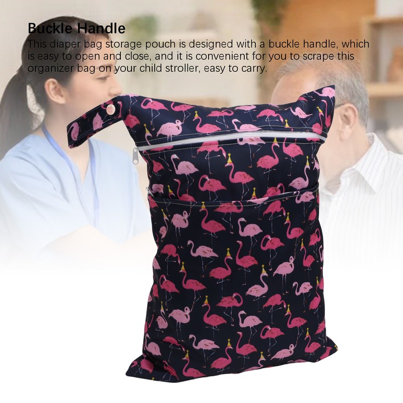 Diaper Bag Storage Pouch Waterproof Polyester Reusable Dual Zippers Diaper