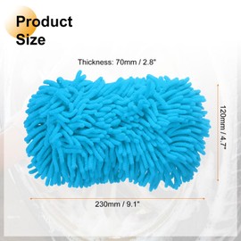 HARFINGTON Car Wash Sponge 9.1" x 4.7" Chenille Microfiber Mitt Scratch-Free Absorbent Scour Scrubber Cleaning Sponge for Washing Detailing on Cars, Trucks, SUV, Boats, RVs, Light Blue