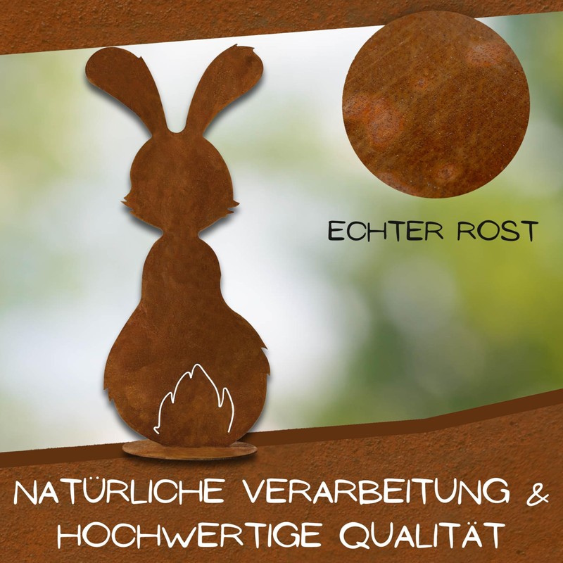 Rostikal Easter Bunny Set of 2 - Handmade Rust Metal