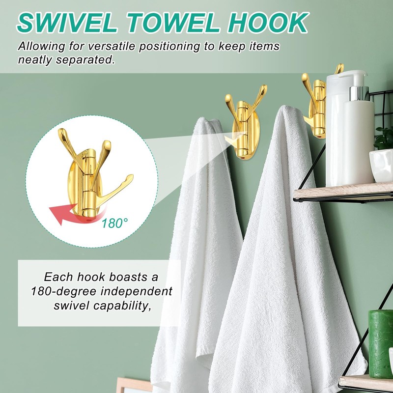 PATIKIL Swivel Towel Hooks Foldable Towel Hook Clothes Hooks Hanger