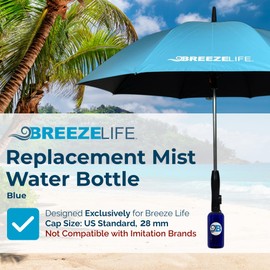 Breeze Life Replacement Mist Water Bottle, Exclusively Sun Umbrella with Fan and Mister, Fits Original and Rechargeable Mister Breeze Umbrella, Frosted Blue, 16 oz