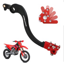 JFG RACING Motorcycle Folding Rear Brake Pedal Foot Lever CNC for CRF250R 2004-2024 CRF450R 2005-2024 CRF450RX 2017-2024 CRF250RX 2019-2024 Dirt Bike Red