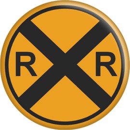 Yellow Railroad Crossing Sign - 2.25" Round Magnet