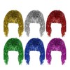 CLISPEED 6Pcs Colorful Foil Tinsel Wigs Metallic Costume Wig Headwear