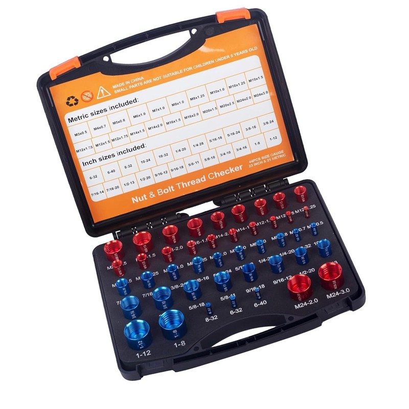 44Pcs Nut and Bolt Thread Checker, Carbon Steel Identifier Thread