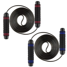 Habett 2 Pack Jump Rope with Ball Bearings Skipping Rope Rapid Speed Cable Tangle-Free Adjustable Length Jumping Ropes with Memory Foam Ideal for Men Women Kids Fitness Training Boxing Exercise