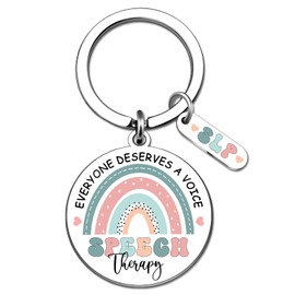 UIWIHHP Speech Pathologist Gifts for Women Men Speech Therapy Keychain Gift for Therapist Slp Gifts for Her Him Cute Stuff Slp Appreciation Gift Ideas Everyone Deserve A Voice Key chain