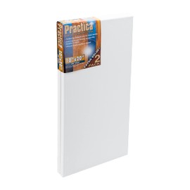 Practica Economy Stretched Cotton Canvas - Acid-Free Acrylic Primed Canvas for Acrylics, Pastels, Graphite, & More! - [2-Pack - 10x20"]
