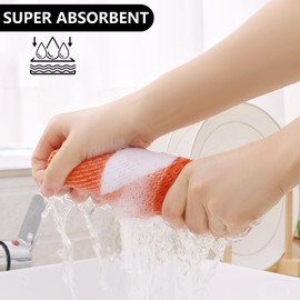 smiry 100% Cotton Kitchen Towels, 13" x 28", 4 Pack Waffle Weave Dish Cloths, Super Soft Dish Towels, Absorbent Quick Drying Tea Towels, Orange&White