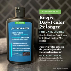 Just for Men Hair Dye Shampoo with Keratin, Color Preserve and Strenghten Shampoo Protects Color While Strengthening and Thickening, for Dark Shades