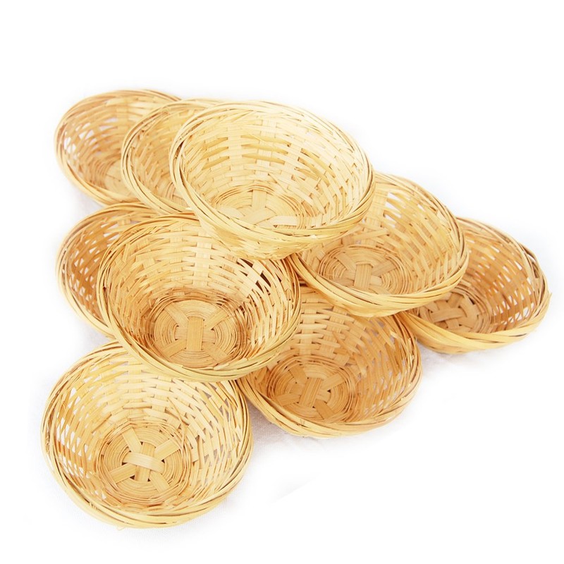 Set Bamboo Basket, Decorative Basket Weave Round 4 by 4