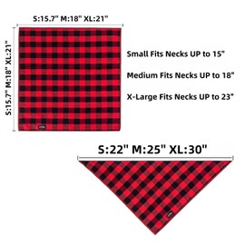 Gofshy Buffalo Plaid Dog Bandanas Fall Christmas X-Large 6PCS Dog Gifts Red Blue Green Orange Black Brown Scarf Adjustable Kerchief for Medium Large Pets