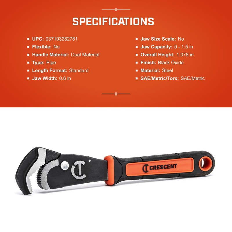 Crescent 12" Self-Adjusting Dual Material Pipe Wrench - CPW12