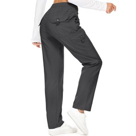 Asfixiado Womens Hiking Pants Quick Dry Lightweight UPF 50 Travel Golf Pants Work Camping Outdoor Cargo Pants Pockets #6095-Grey-M