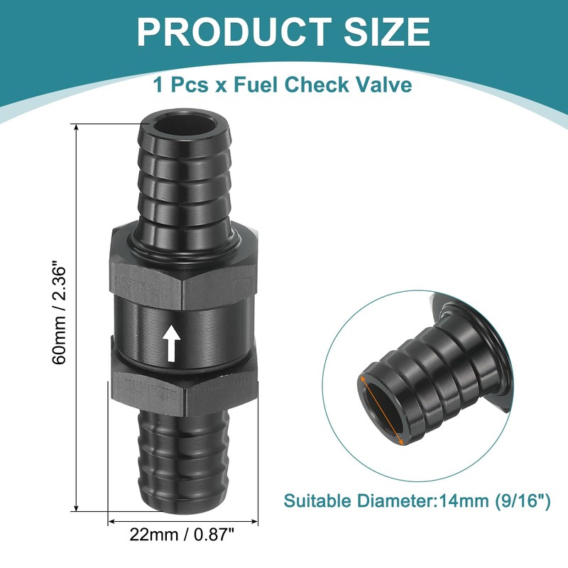 sourcing map 14mm (9/16") Fuel Check Valve, Non-Return One Way