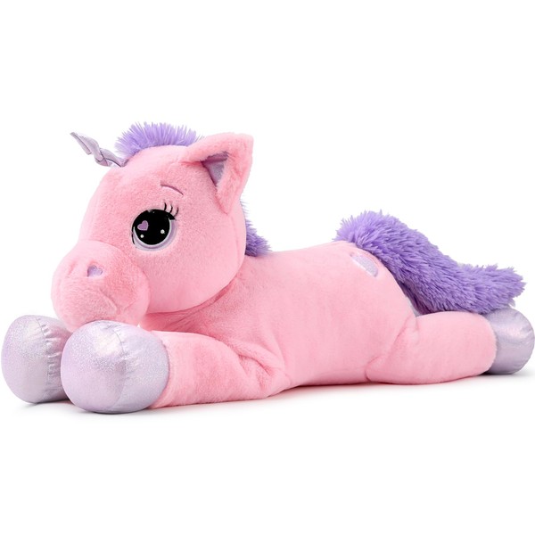Lanmore 31" Big Unicorn Stuffed Animal Plush Toy, Giant Animal Plush Pillow, Unicorn Body Pillow for Girls Kids, Soft Hugging Pillow for Christmas Birthday Valentine's Day,Pink