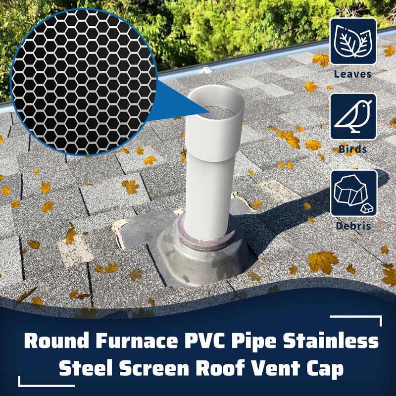 Pearwow PVC Vent Termination Cap, 1 Pcs Roof Vent Cap