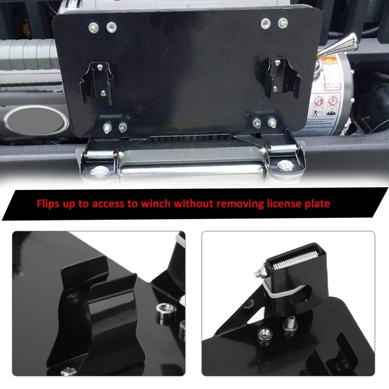 License Plate Bracket Black Stainless Steel Winch License Plate Holder