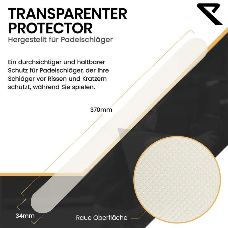 RYZE Transparent Padel Racket Protection - Rough Surface - Padel
