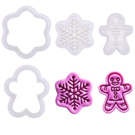 BAKERLOGY Winter Crumbs – Mini Gingerbread Man & Snowflake Cookie Cutter and Stamp Set (2") – Festive Christmas Designs for Holiday Baking, Crafts and Winter Wonderland Treats