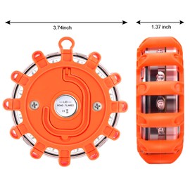 AK LED Road Flares Safety Flashing Warning Light Roadside Emergency Disc Beacon Kit for Vehicles Boats with Magnetic Base & Hook 1 Pack (Batteries Not Included)