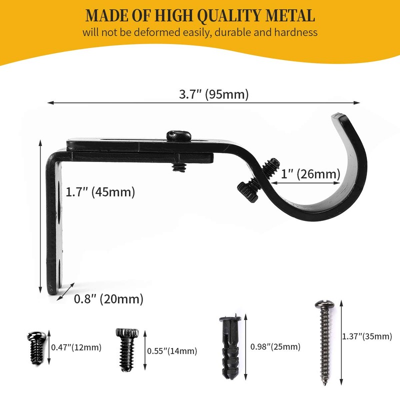 Anndason Heavy Duty Adjustable Curtain Rod Brackets Holders - 1