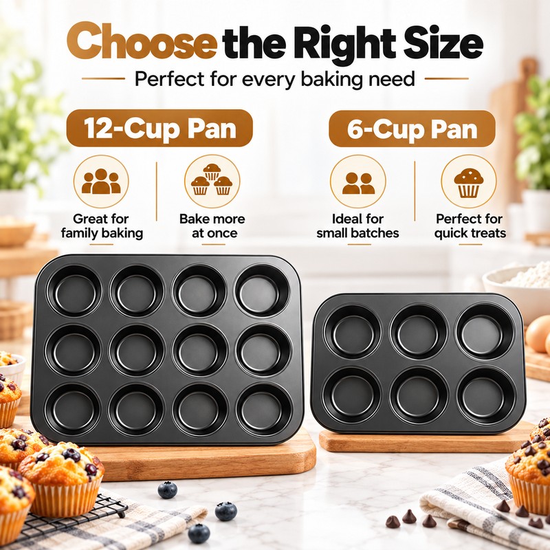 Square Muffin Pan for Home Baking – Nonstick Carbon Steel