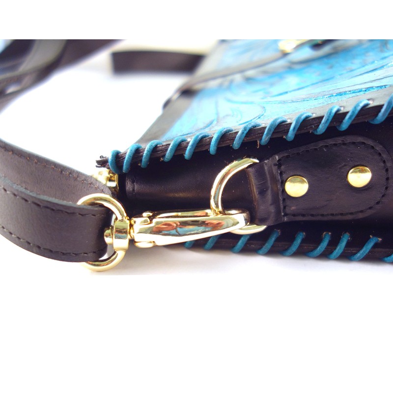 Hantooled - Bolso bandolera de piel para mujer, color café,