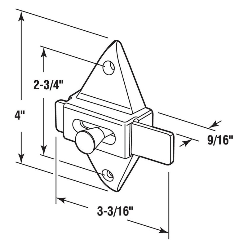Prime-Line PH 17039 Slide Latch, 2-3/4 In. Hole Centers, Diecast