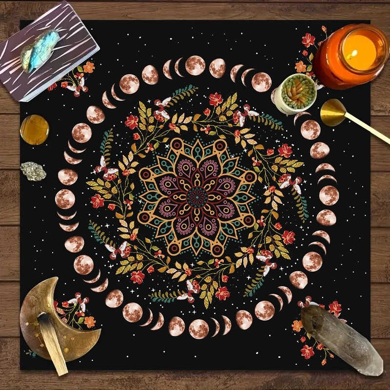 Moonflower Tarot Card Table Cloth for Readings – Decorative Altar