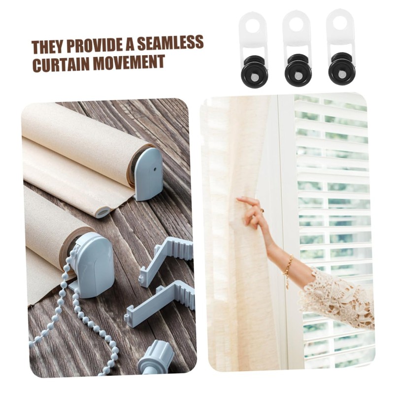 JECOMPRIS 5sets Shower Curtain Rollers Ceiling Track Carrier Hooks Plastic