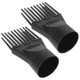 2Pcs Black Plastic Universal Blow Hair Dryer Comb Attachment for Straightening, Detangling - Nozzle Hairdressing Salon Comb,Styling Tools and Appliances for Curly, Natural Hair