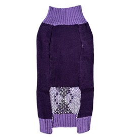 Argyle Knit Pet Sweaters Clothes for Medium Dogs, Classic Purple Dog Sweater X-Large (XL) Back Length 19"