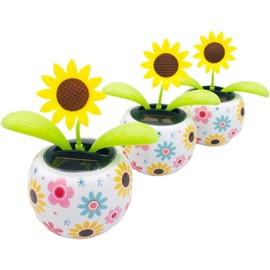 TypoGrove Sunflower Solar Power Flip Flap Flower Insect for Car Decoration Swing Dancing Flower Eco-Friendly Bobblehead Solar Dancing Flowers in Colorful Pots Car Decoration