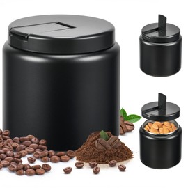 Coffee Canister, Premium Large Stainless Steel Insulated Vacuum Coffee Bean Storage Container Travel Jar, Kitchen Food Airtight Coffee Grounds Container for Tea, Sugar, Flour (26oz-Black)