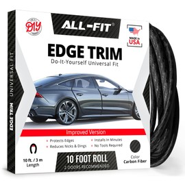 All-Fit Automotive Car Door Edge Protector – Universal DIY Edge Trim to Prevent Scratches & Dings – Flexible Adhesive Molding Trim for Cars, Trucks & SUVs (10 Ft - Carbon Fiber) V2
