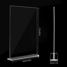 3 Pcs A5 Acrylic Sign Holder Stand, T-Shape Clear Plastic Perspex Display Stands, Double-Side A5 Poster Menu Holders for Tables Office Shop Restaurant Store Exhibition Picture Photo Vertical Display