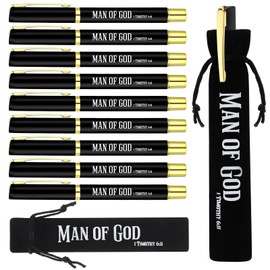 Seajan Man of God Pens with Velvet Pouch Bible Verse Ballpoint Pens Bulk Medium Black Ink Religious Christian Man of God Gift for Men Church Pastor Dad Godfather(20 Sets)