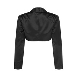 Bolerose Formal Satin Long Sleeve Bolero - Black , size: l