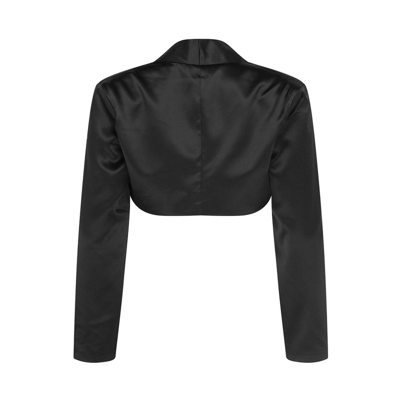 Bolerose Formal Satin Long Sleeve Bolero - Black , size: