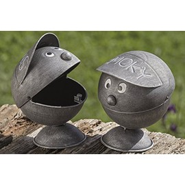 Boltze Sturmaschenbecher Smoky 2-fach sortiert 1 Stück zufällige Variante aus Eisen Rund Gesicht Form für Balkon Garten Terrasse